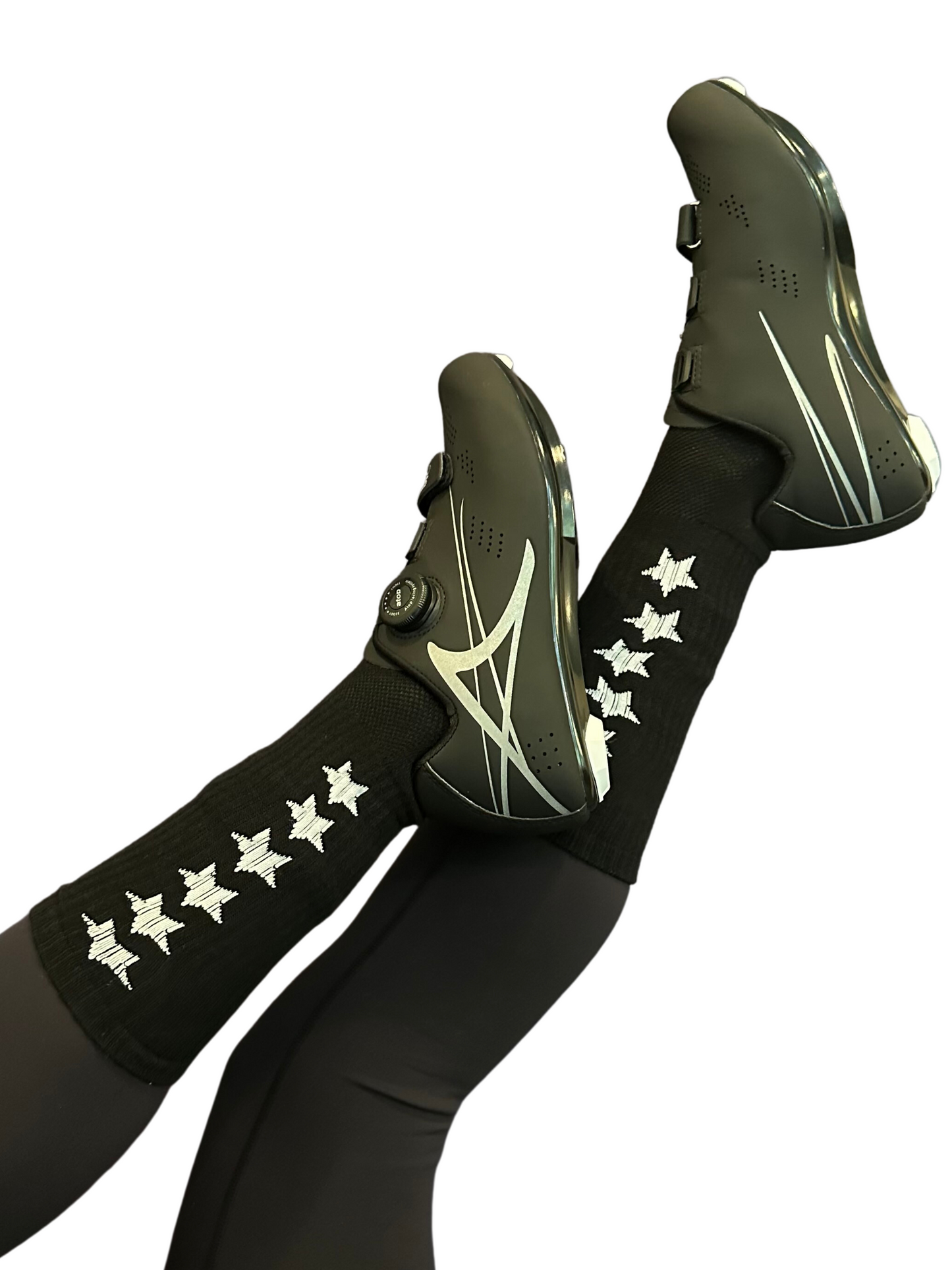 Black Stacked Star Crew Sock