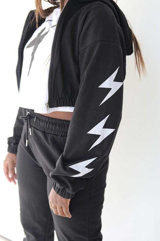 Lightning Bolt Cropped Hoodie